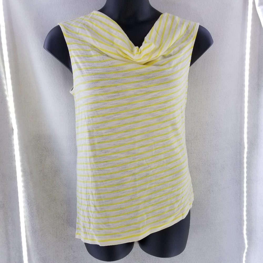 Jones New York Asymetrical Yellow White T Shirt L